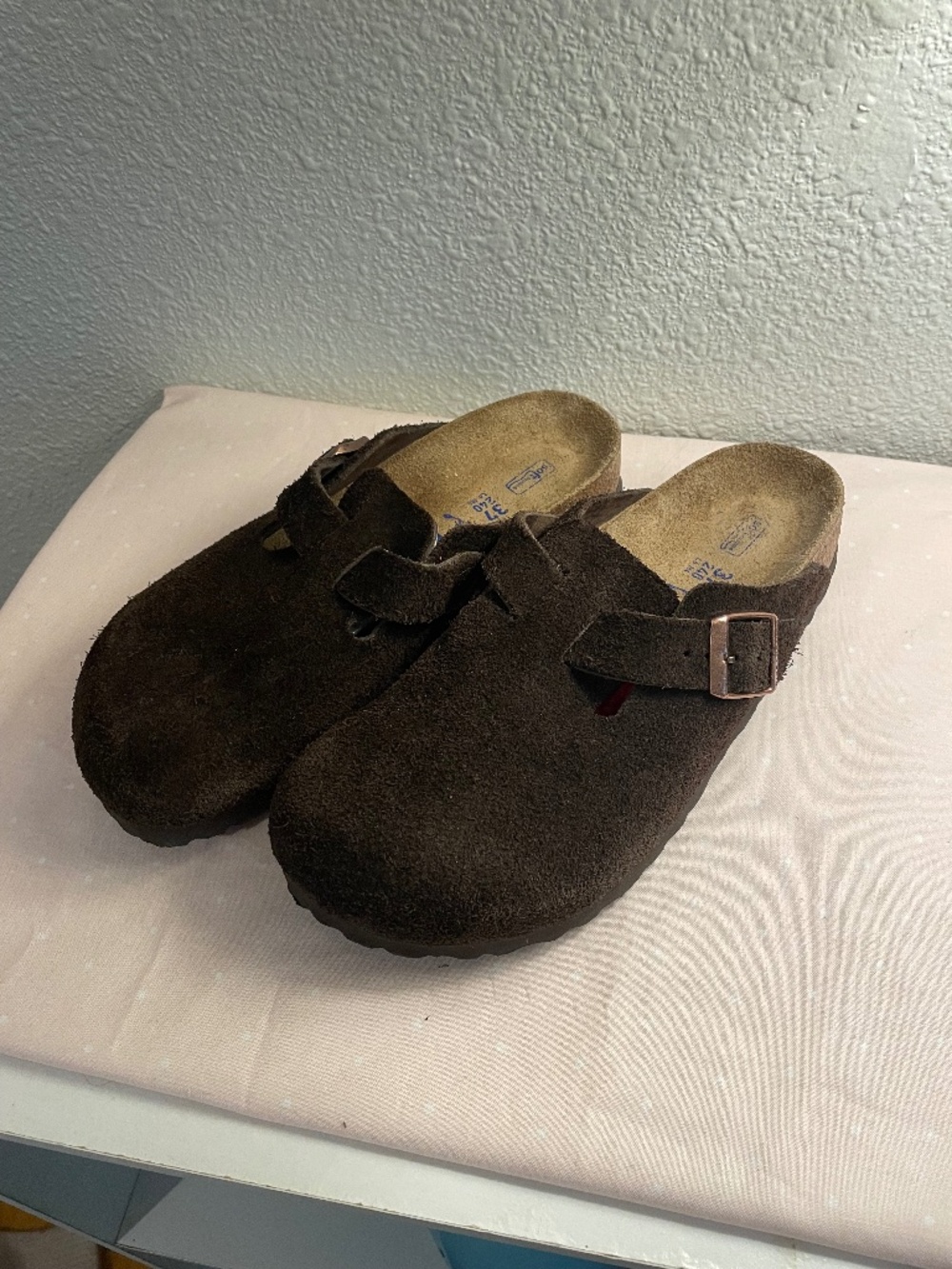 Birkenstock chocolate suede clogs